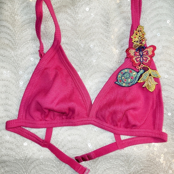 NEW Y2K INTISSIMI 32 COTTON RIBBED COMFORTABLE WIRELESS EMBODERED BRA - Picture 5 of 7